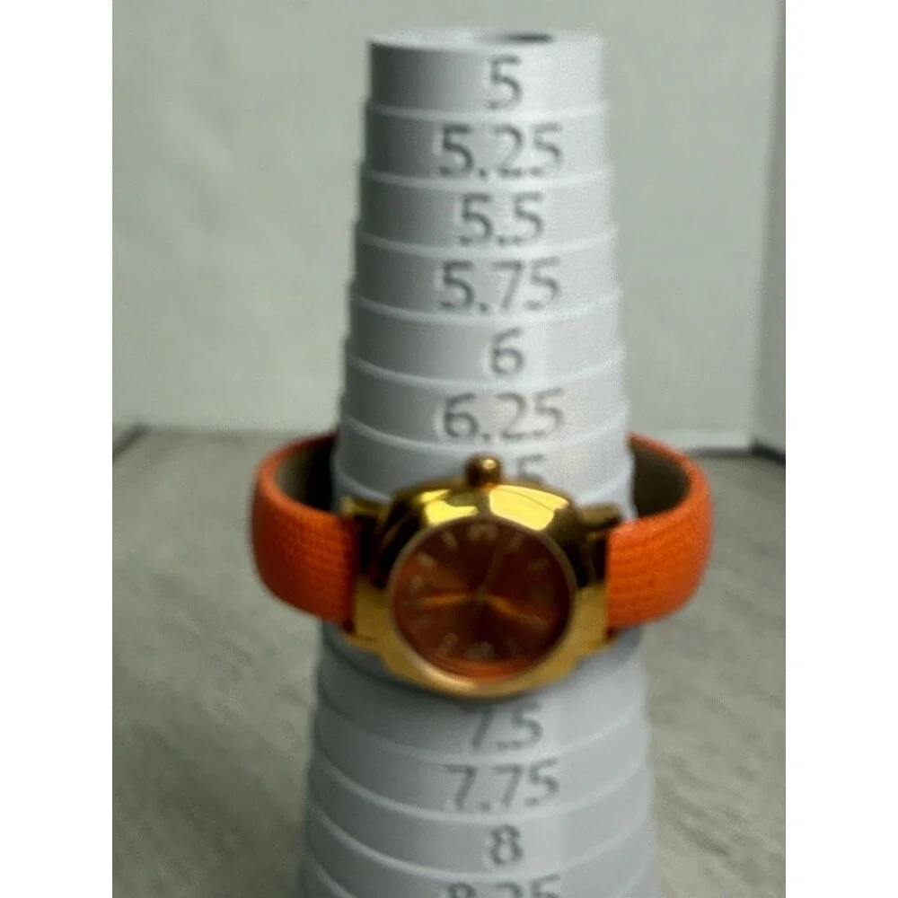 Joan Rivers Orange Gold Toned Wristwatch Adjustable Buckle Band Japan Movement